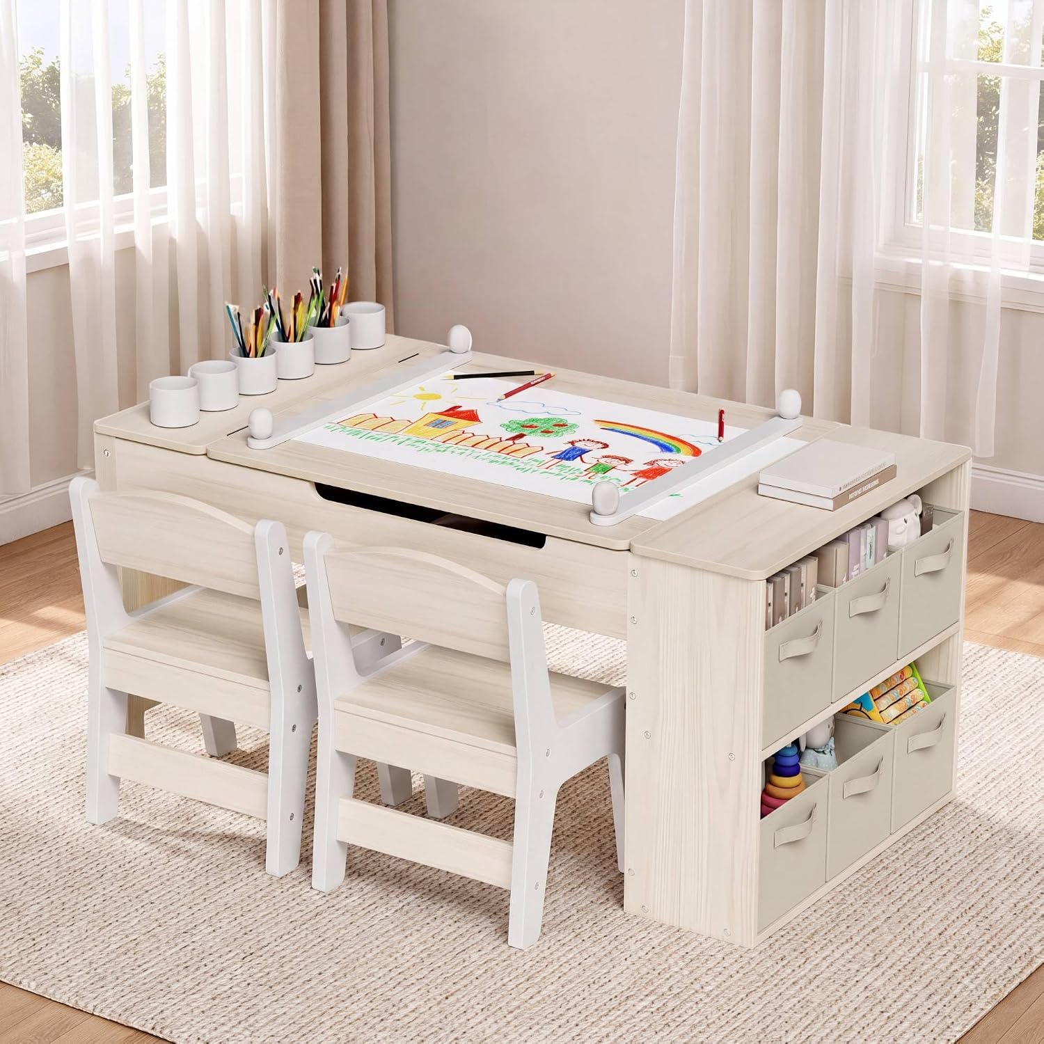 Art Craft Toddlers - Kids Art Table and Chairs Set,