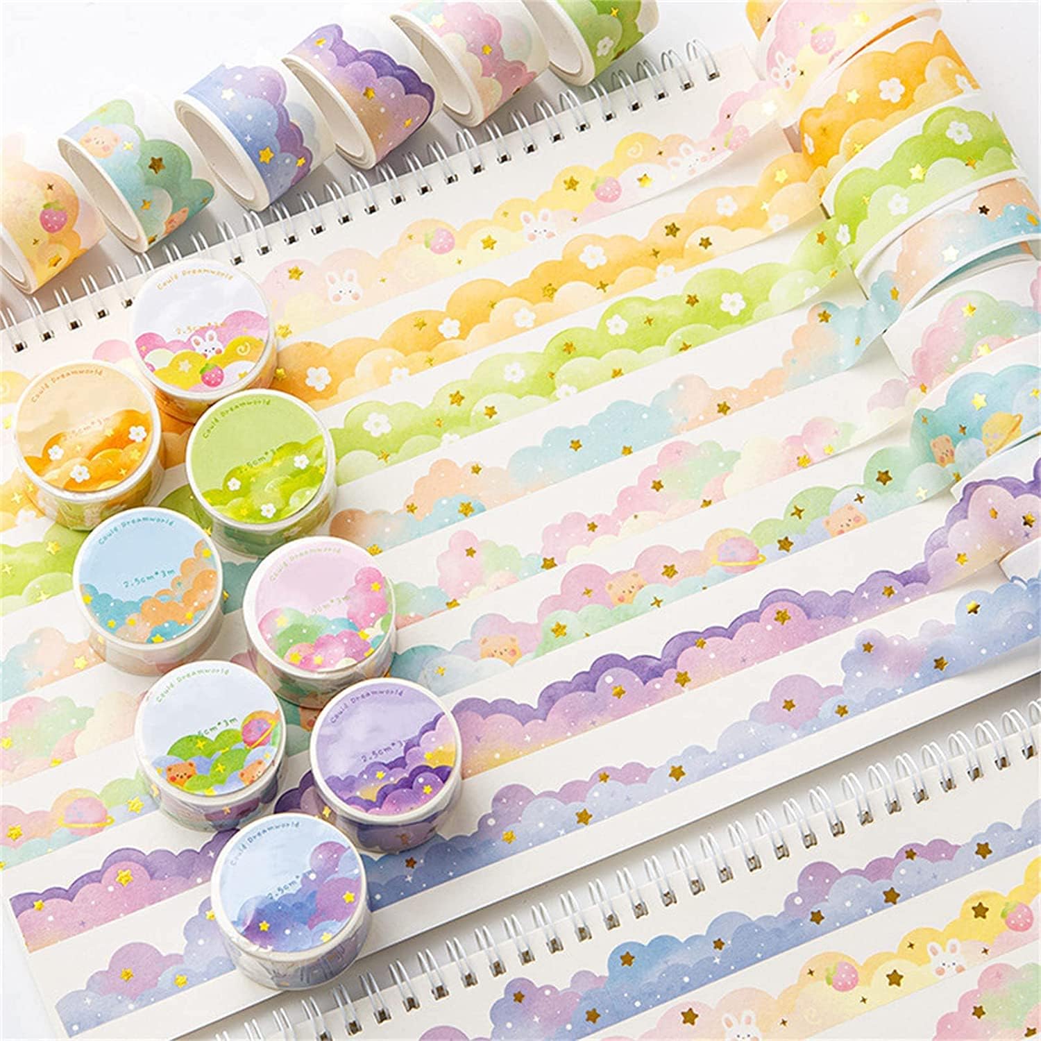 Art Craft Journal - 8 Rolls Color Cloud Washi Tape