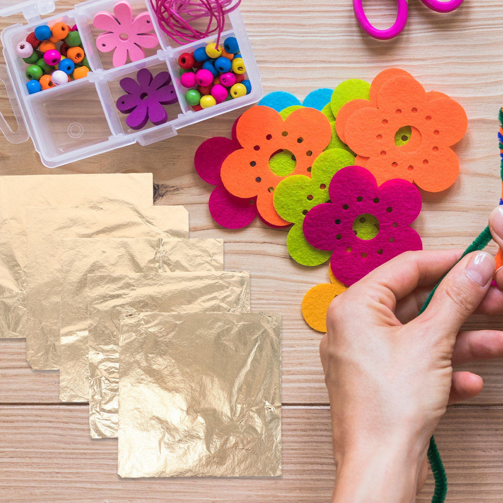 Art Craft With Paper - 100 Sheets Gold Foil Sheets 14x14cm