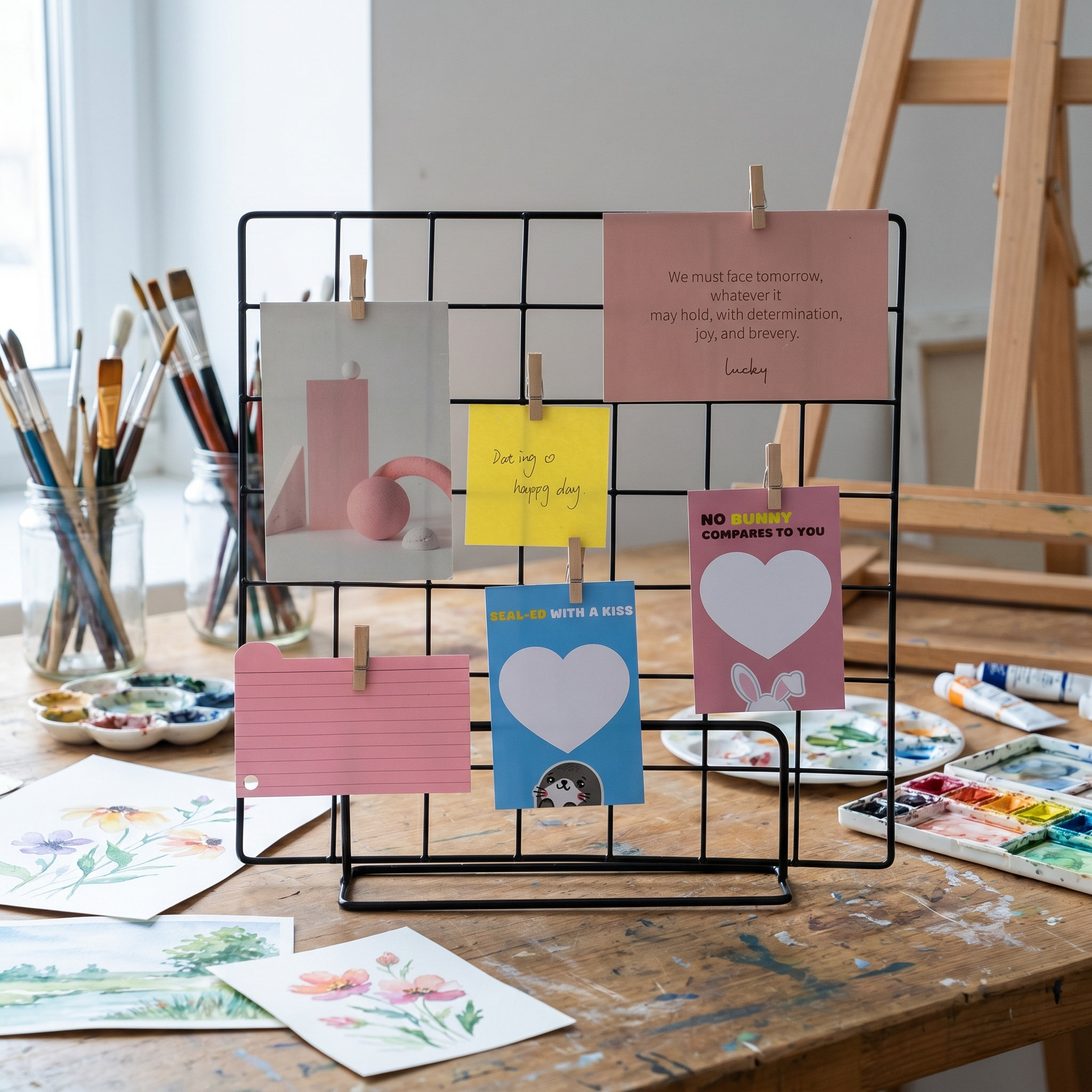 Exhibition Of Art And Craft - 2Pcs Standing Grid Photo Display Rack