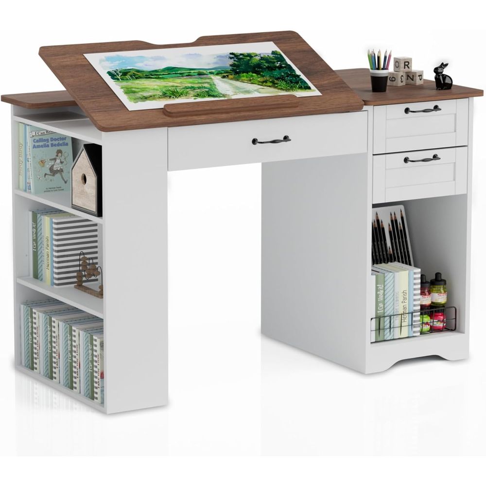 Art & Craft Jojo - Drating Table with Storage Cabinet &