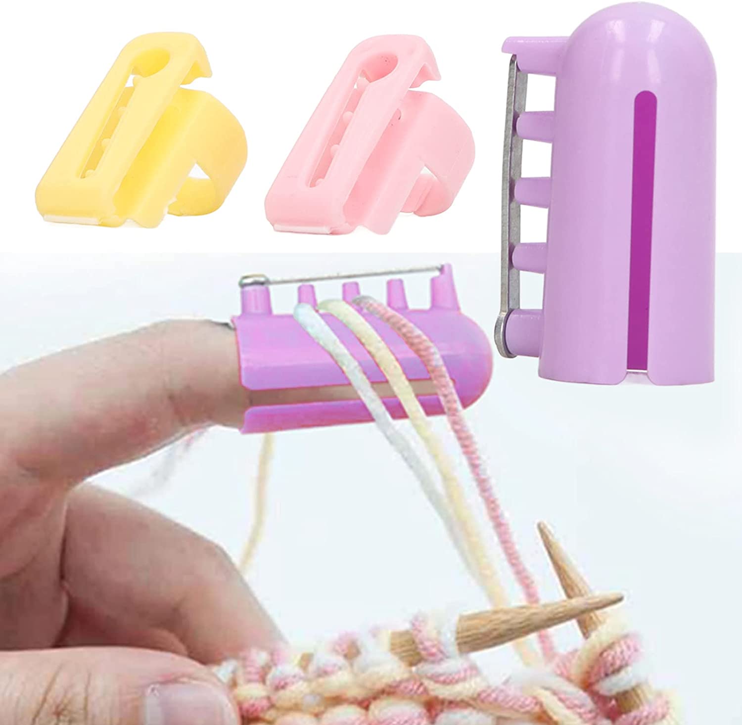 Knitting Needle Circular - 2pcs Yarn Guide Finger Holder Set