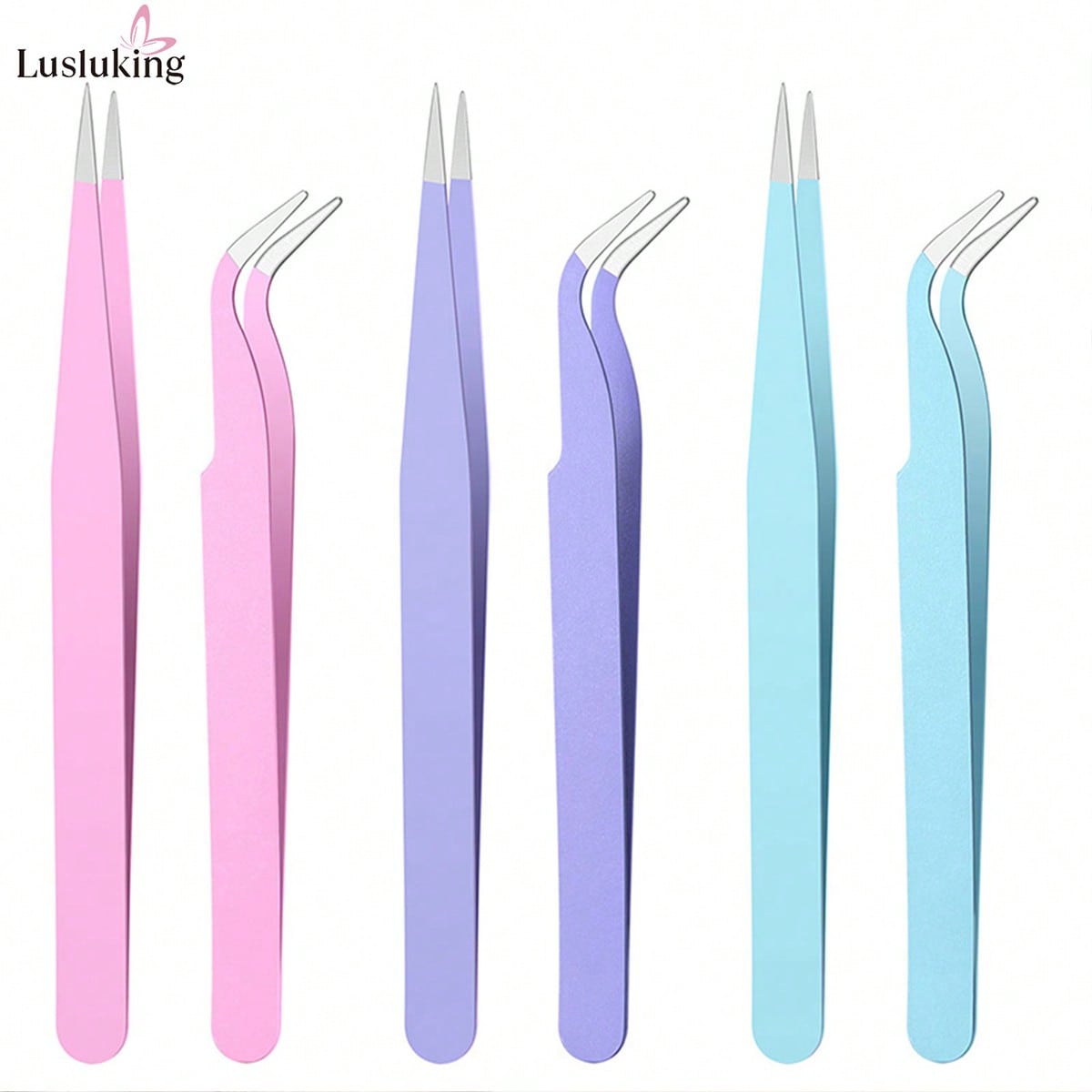 Art Craft School - LUSLUKING Nail Art Tweezers Set, Stainless