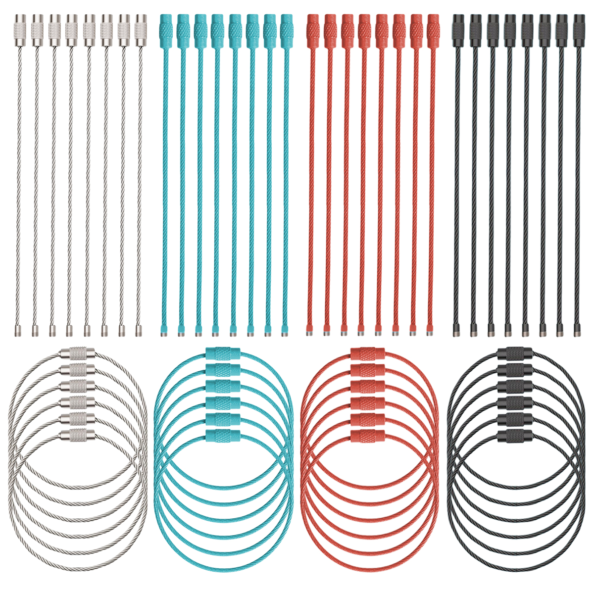 Art Craft Gifts - 5/15/25/40Pcs Extendable Wire Keychain Cable Large