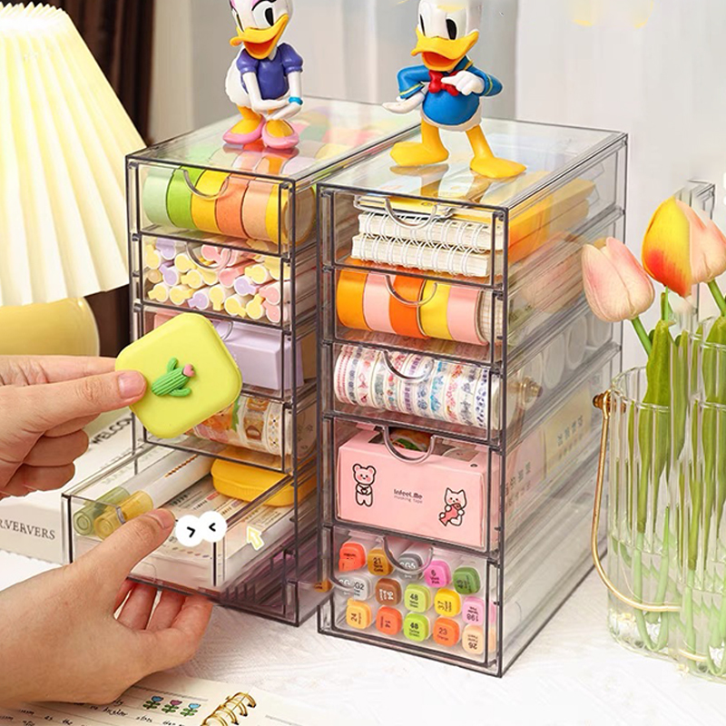 Art Craft Glasses - 4/5Layer Acrylic Drawer Organizer Stationery Storage