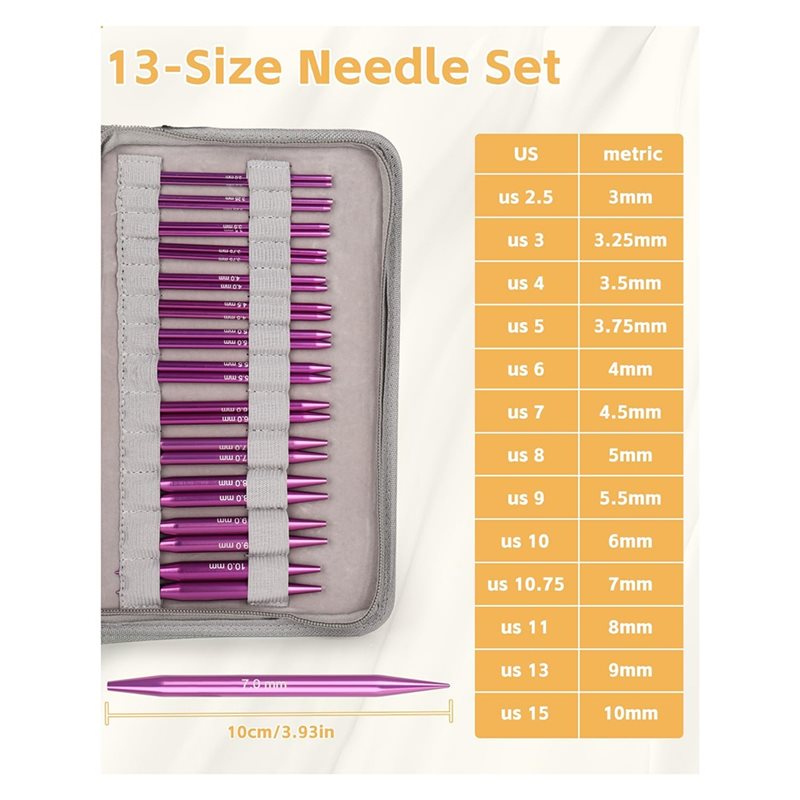 AT02-Leather Case Included 13  - Knitting Needle Circular avaliação e preço