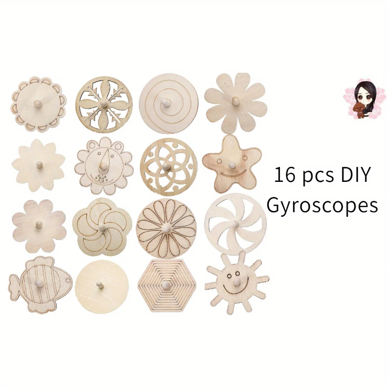 16pcs Wooden Spinning Top Craf - Art Craft Ideas For Kids avaliação e preço