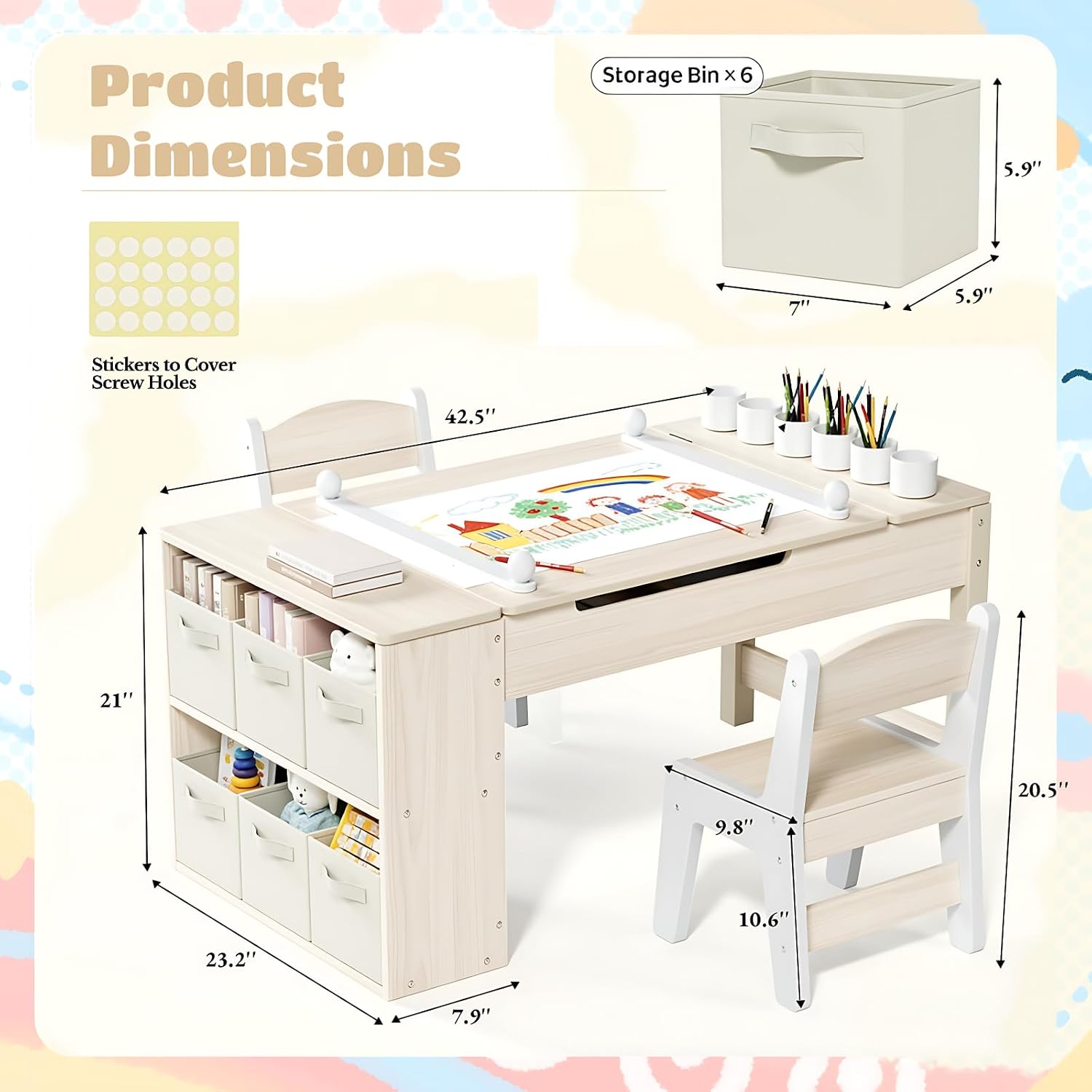 Kids Art Table and Chairs Set, - Art Craft Toddlers avaliação e preço