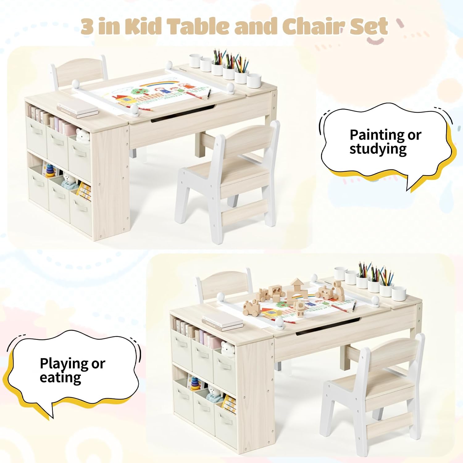 Kids Art Table and Chairs Set, - Art Craft Toddlers avaliação e preço