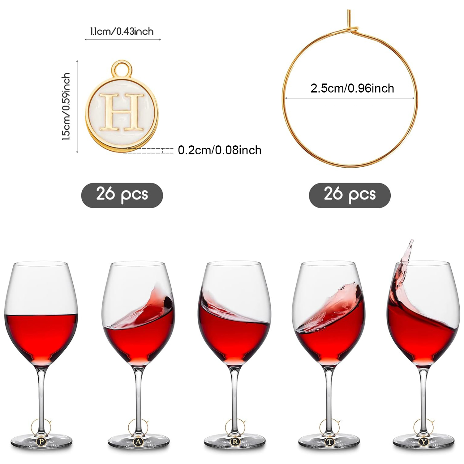 26Pcs Wine Charms for Stem Gla - Art Craft Glasses avaliação e preço