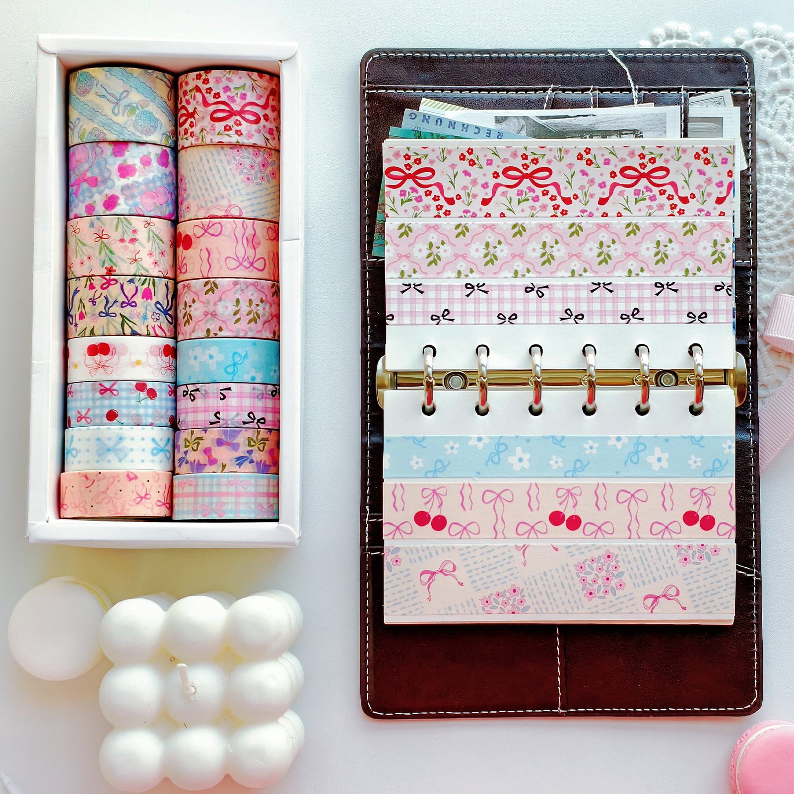 16 Rolls Pink Bow Washi Tapes  - Art Craft Journal avaliação e preço