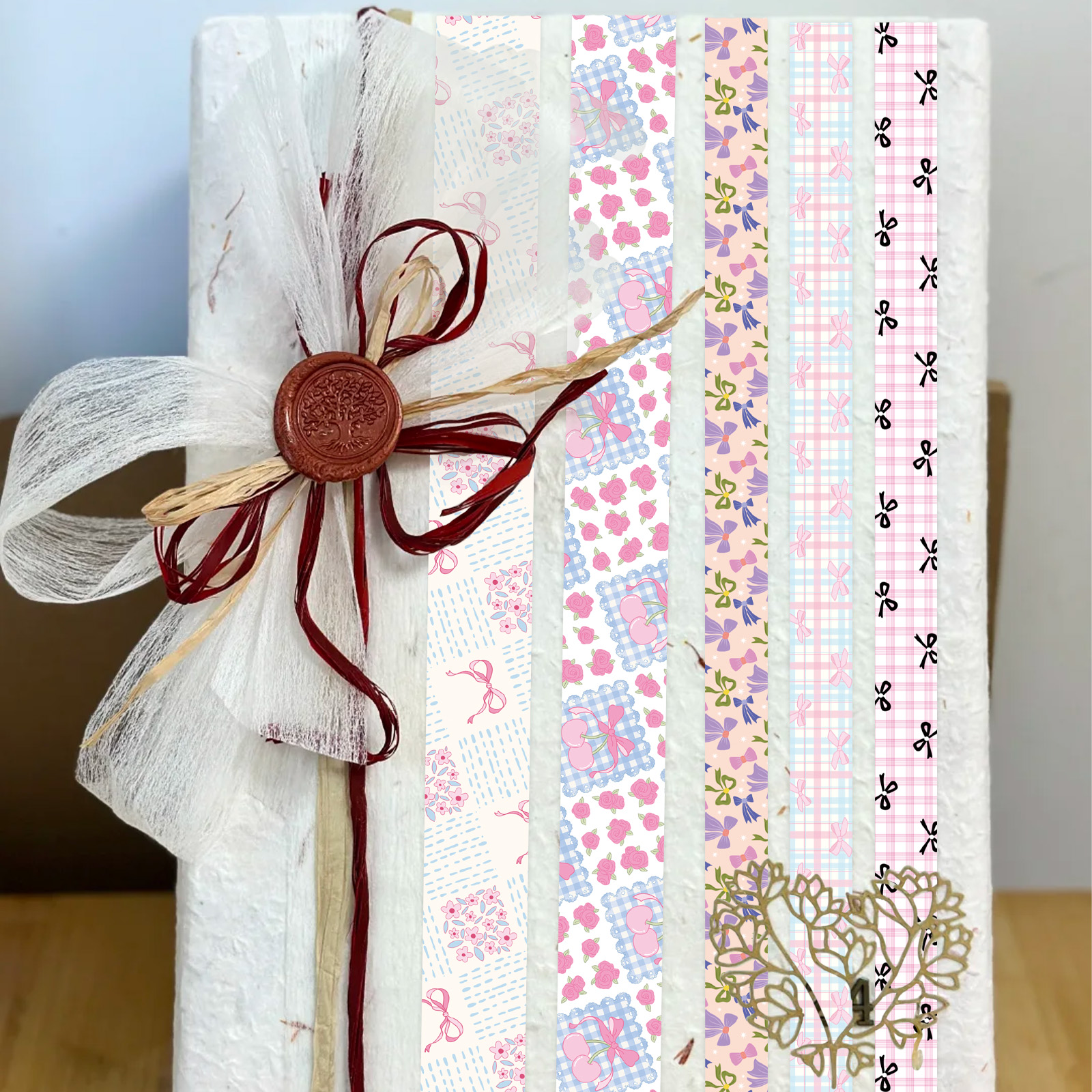 16 Rolls Pink Bow Washi Tapes  - Art Craft Journal avaliação e preço