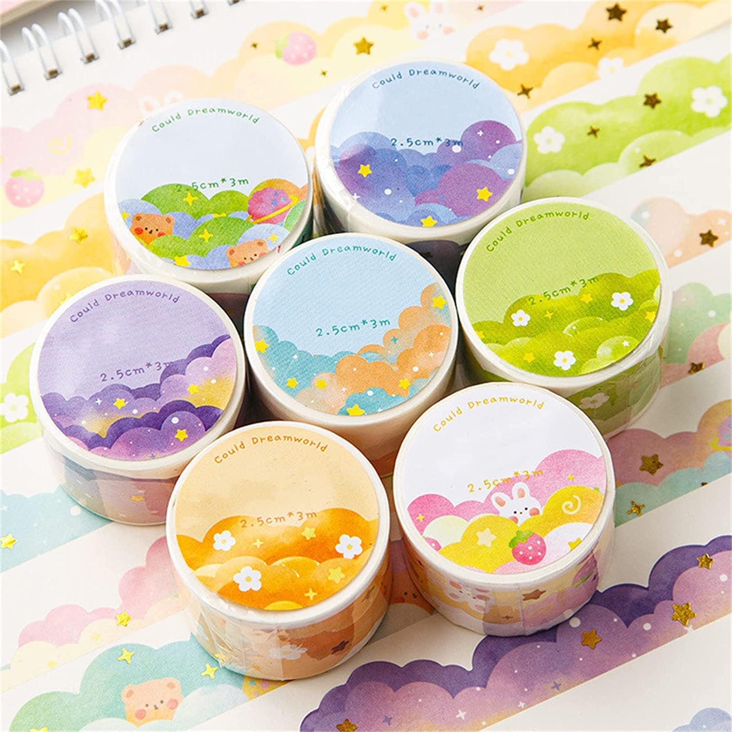 8 Rolls Color Cloud Washi Tape - Art Craft Journal avaliação e preço