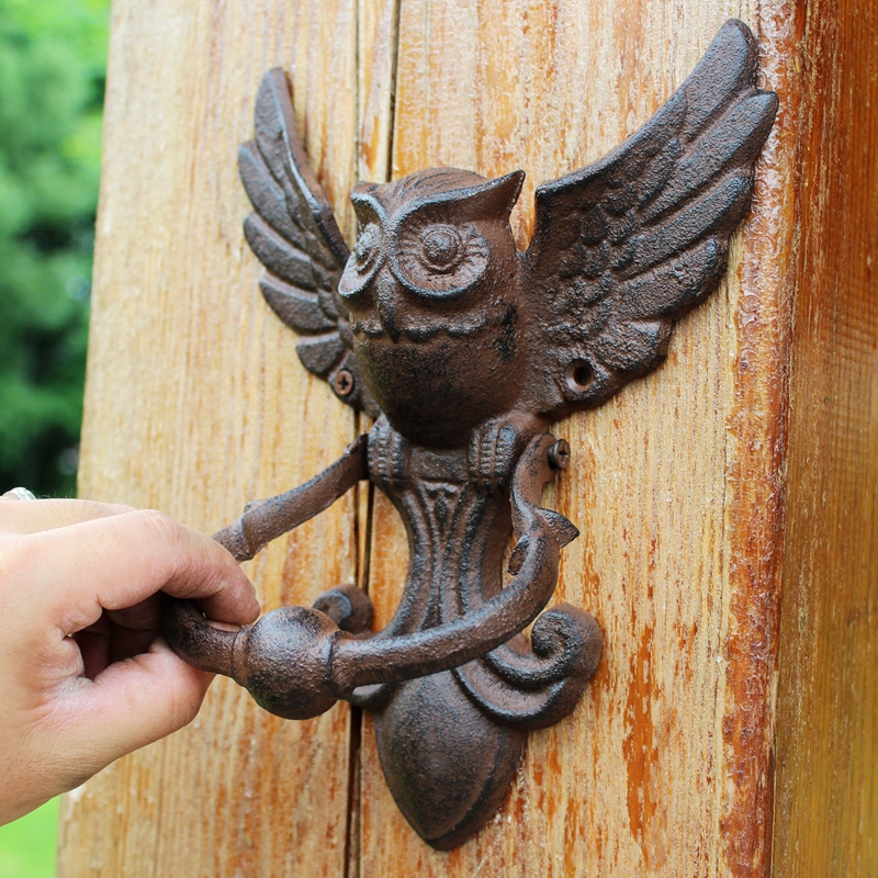 Rustic Owl Cast Iron Door Knoc - Art Craft Door avaliação e preço