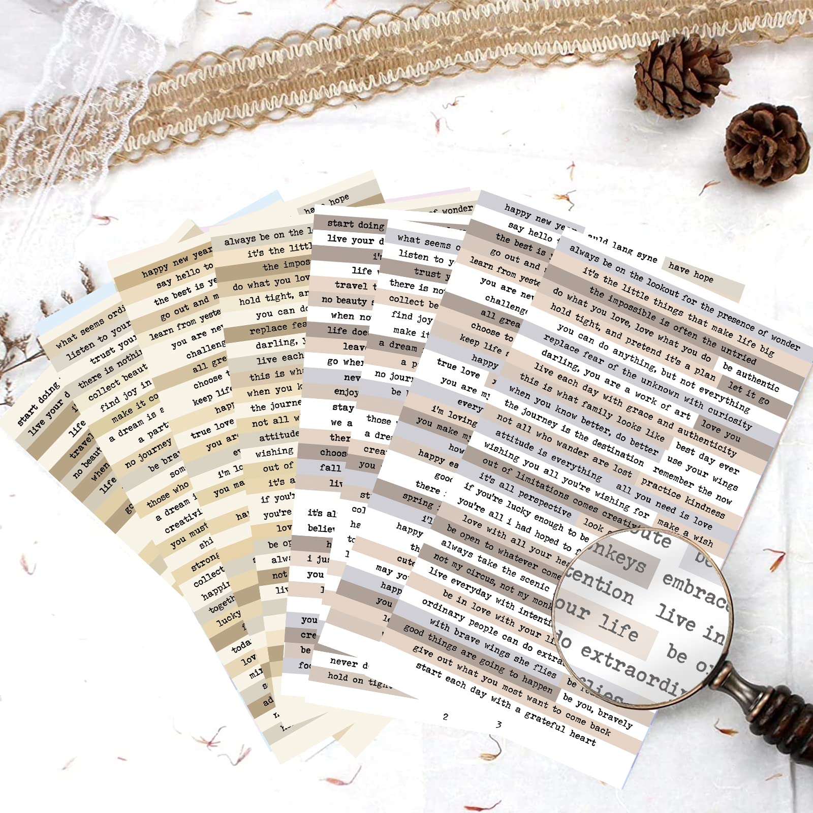 8pcs Brown Notes Quote Sticker - Art Craft Quotes avaliação e preço