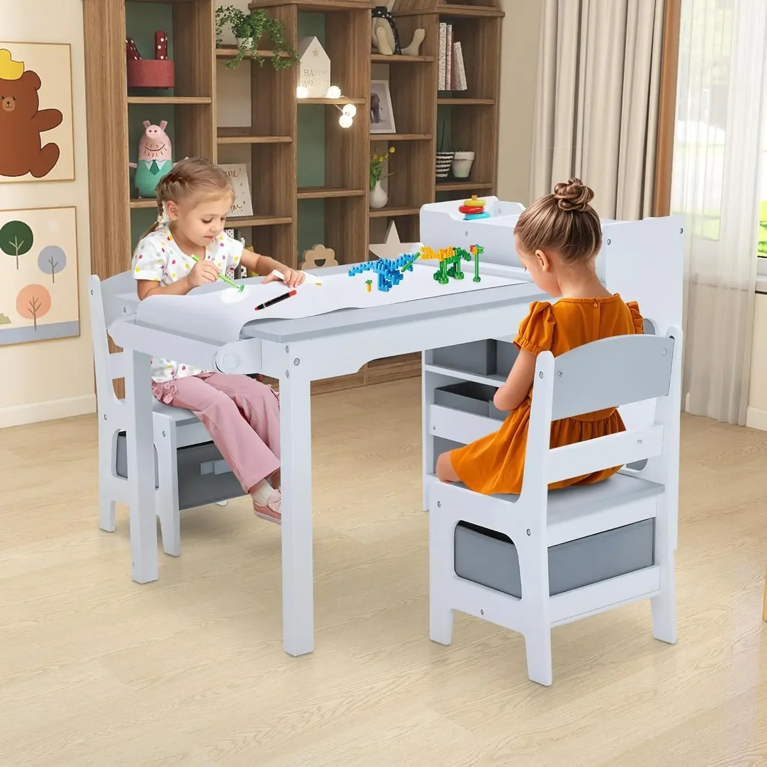 Kids Art Table & Chairs Set, W - Art Craft Toddlers avaliação e preço