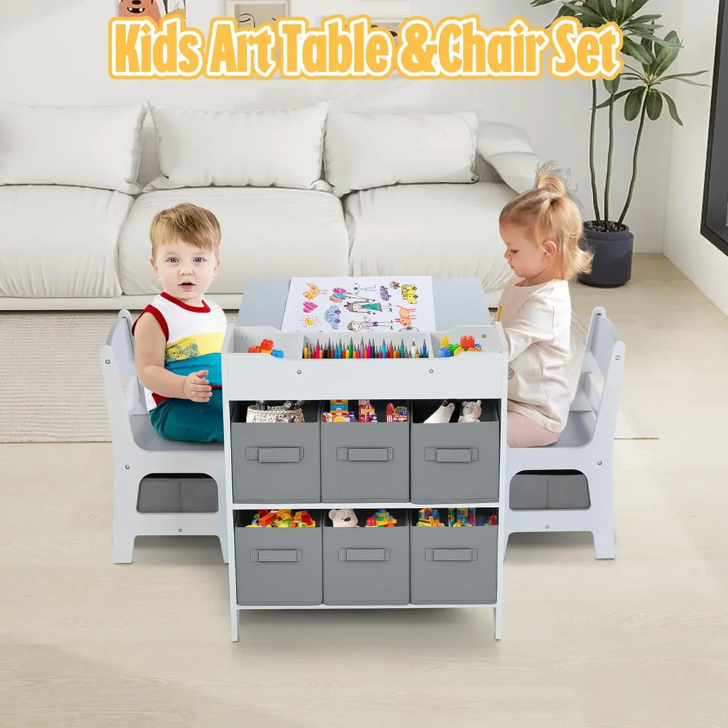 Kids Art Table & Chairs Set, W - Art Craft Toddlers avaliação e preço
