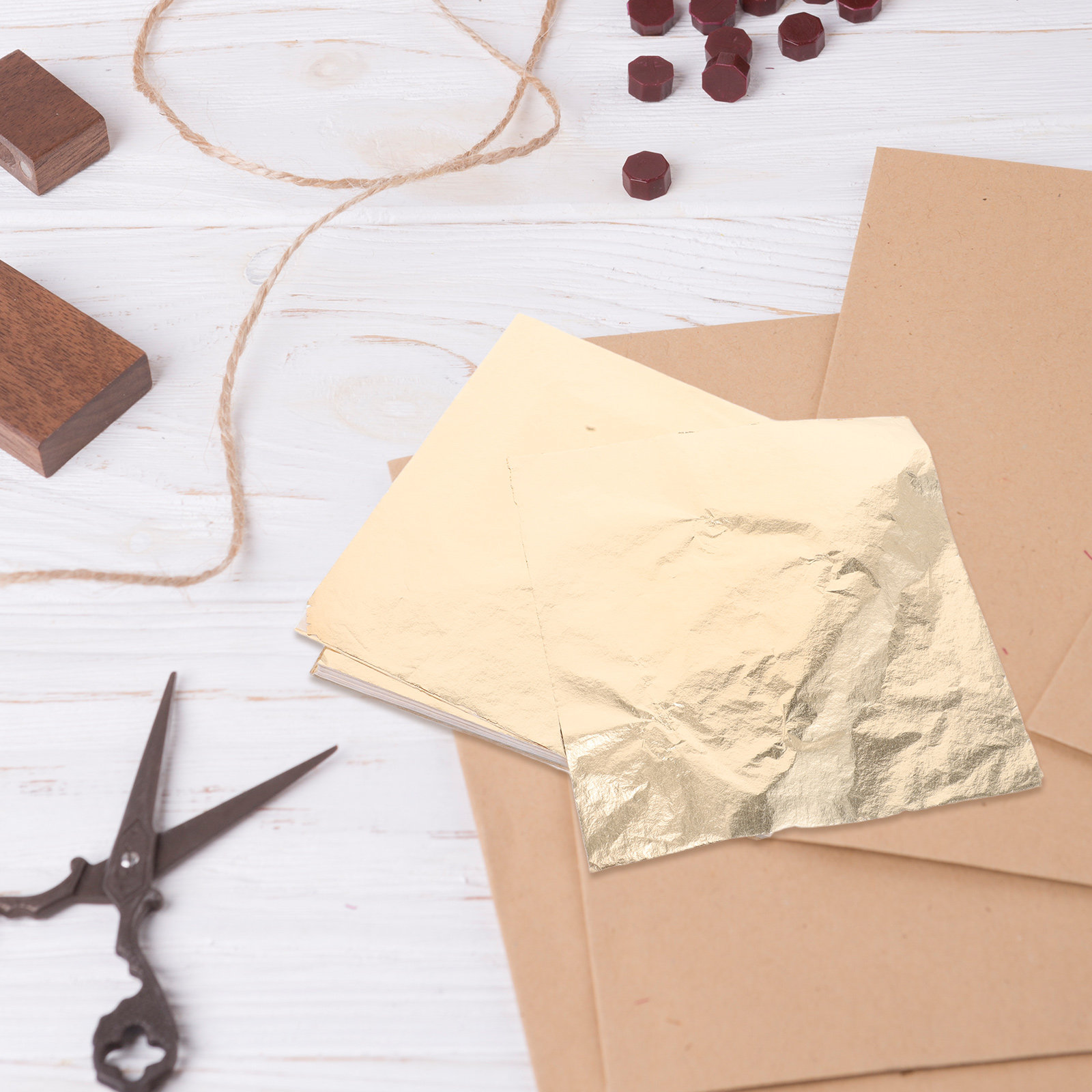100 Sheets Gold Foil Leaf Pape - Art Craft With Paper avaliação e preço
