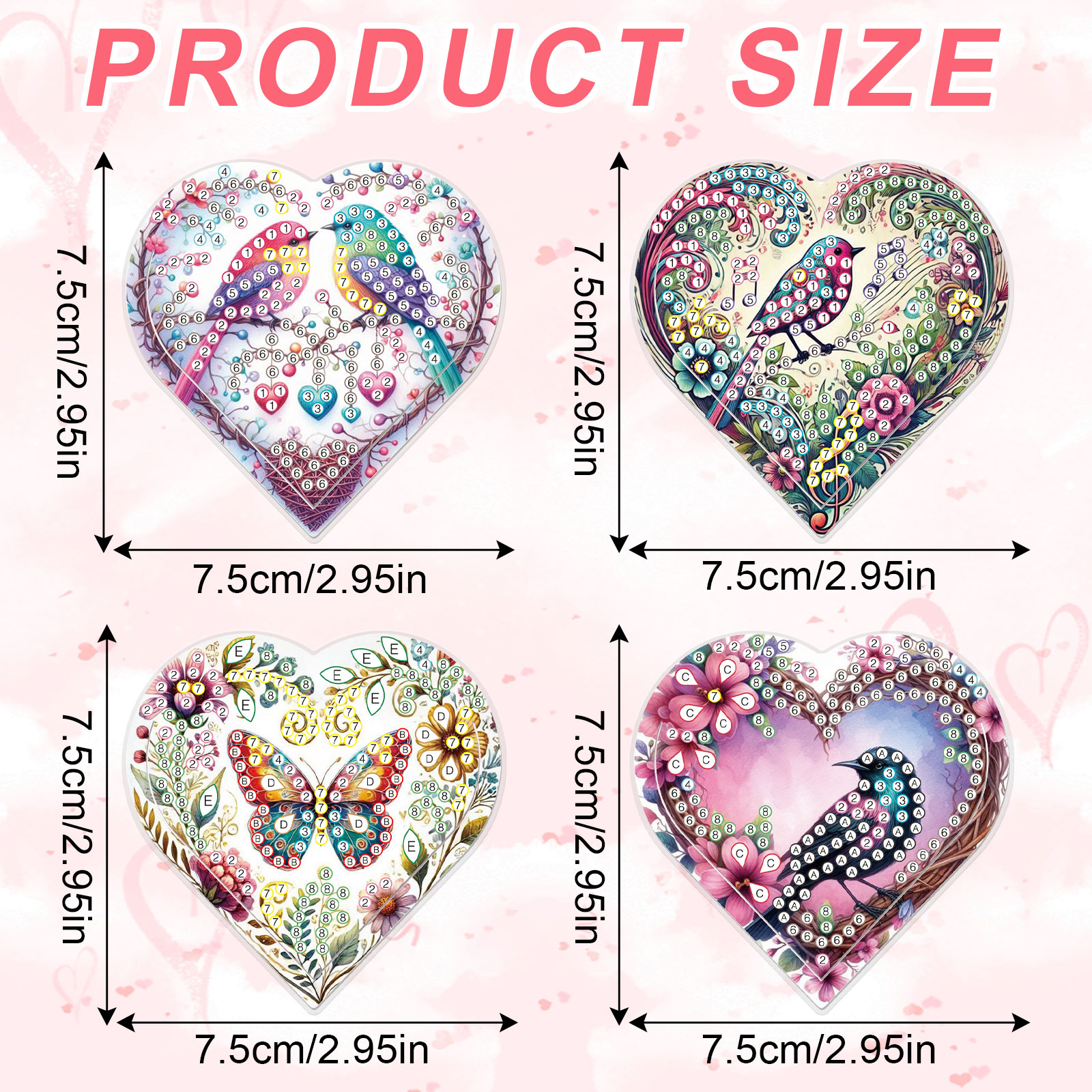 4PCS Diamond Painting Heart Sh - Art Craft Kit avaliação e preço