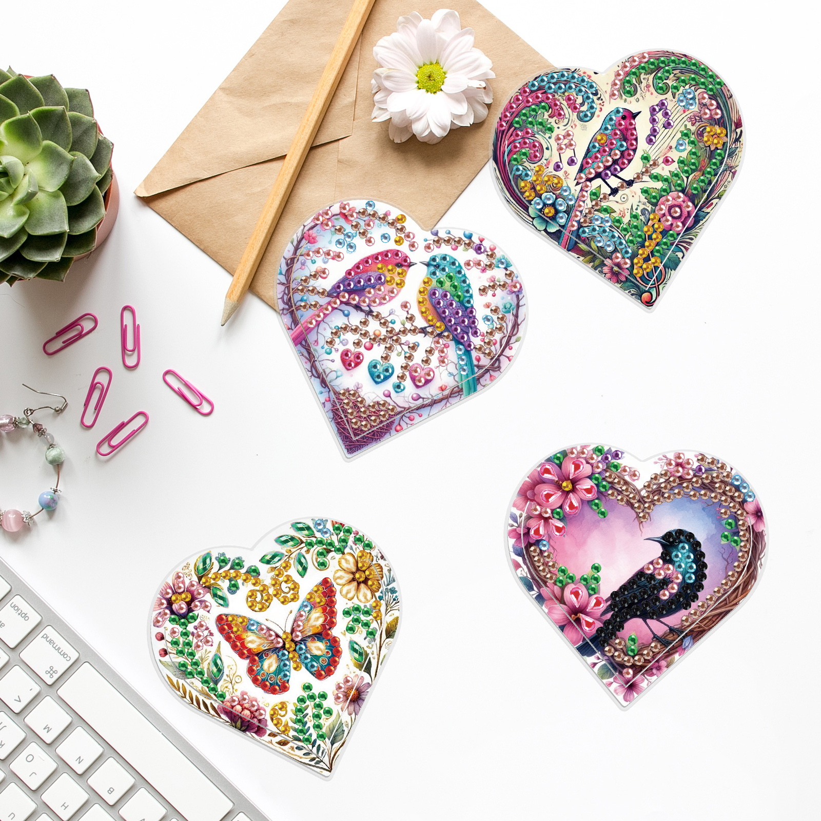 4PCS Diamond Painting Heart Sh - Art Craft Kit avaliação e preço