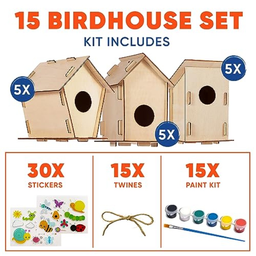 Kit - Unfinished Wood Bird Hou - Art Craft Kit avaliação e preço