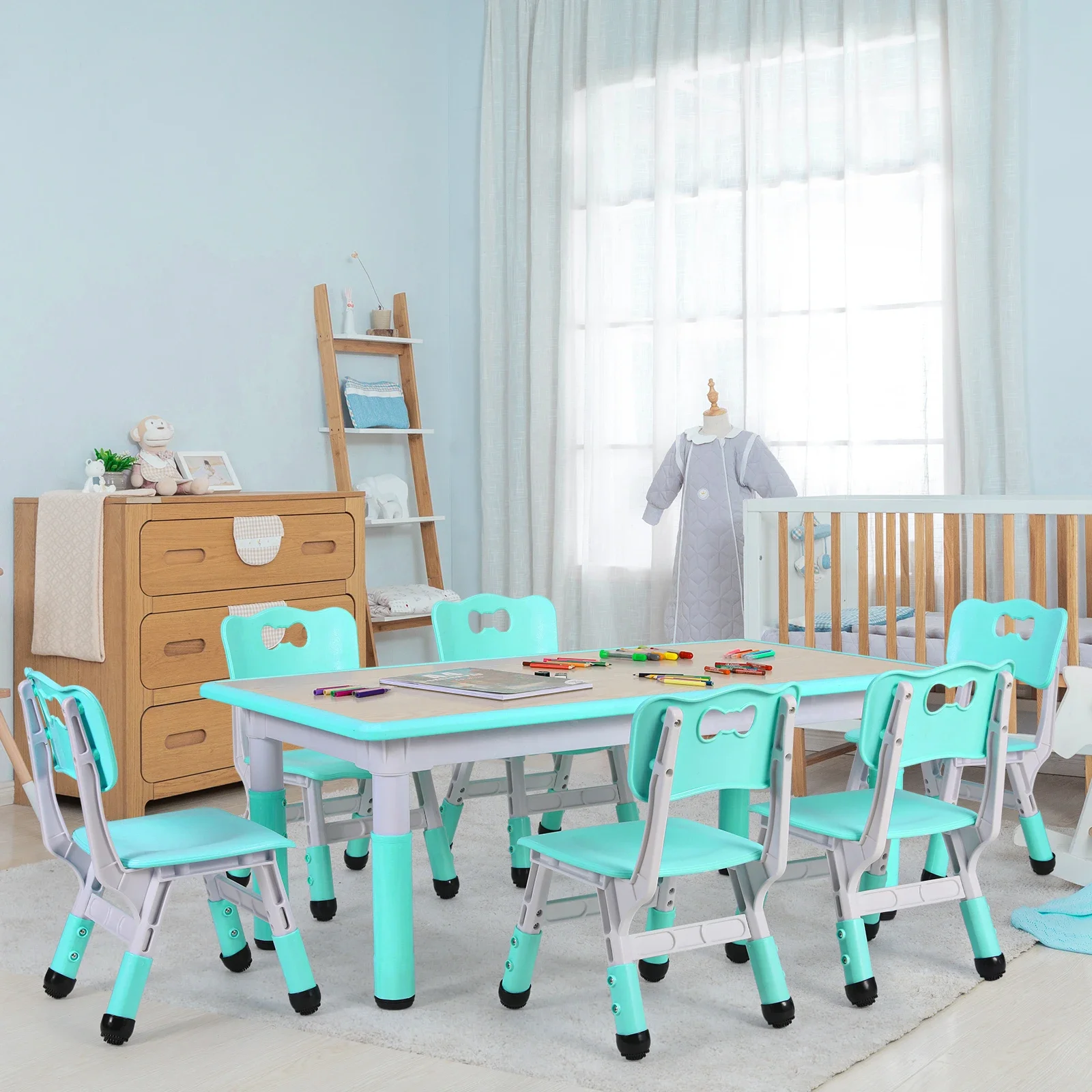 Rectangle Kids Table With 6 Ch - Art Craft Toddlers avaliação e preço
