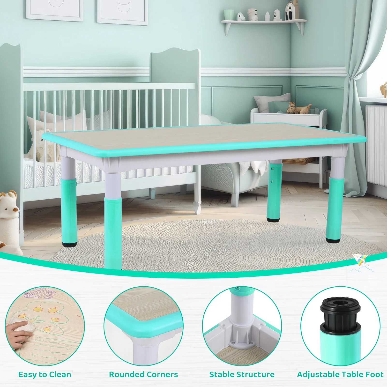 Rectangle Kids Table With 6 Ch - Art Craft Toddlers avaliação e preço