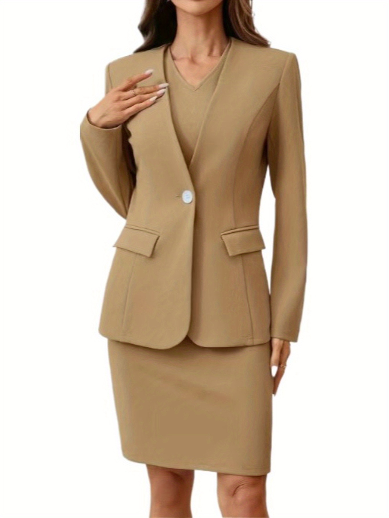 Women Elegant Office Lady V Ne - Colored Pencil Professional avaliação e preço
