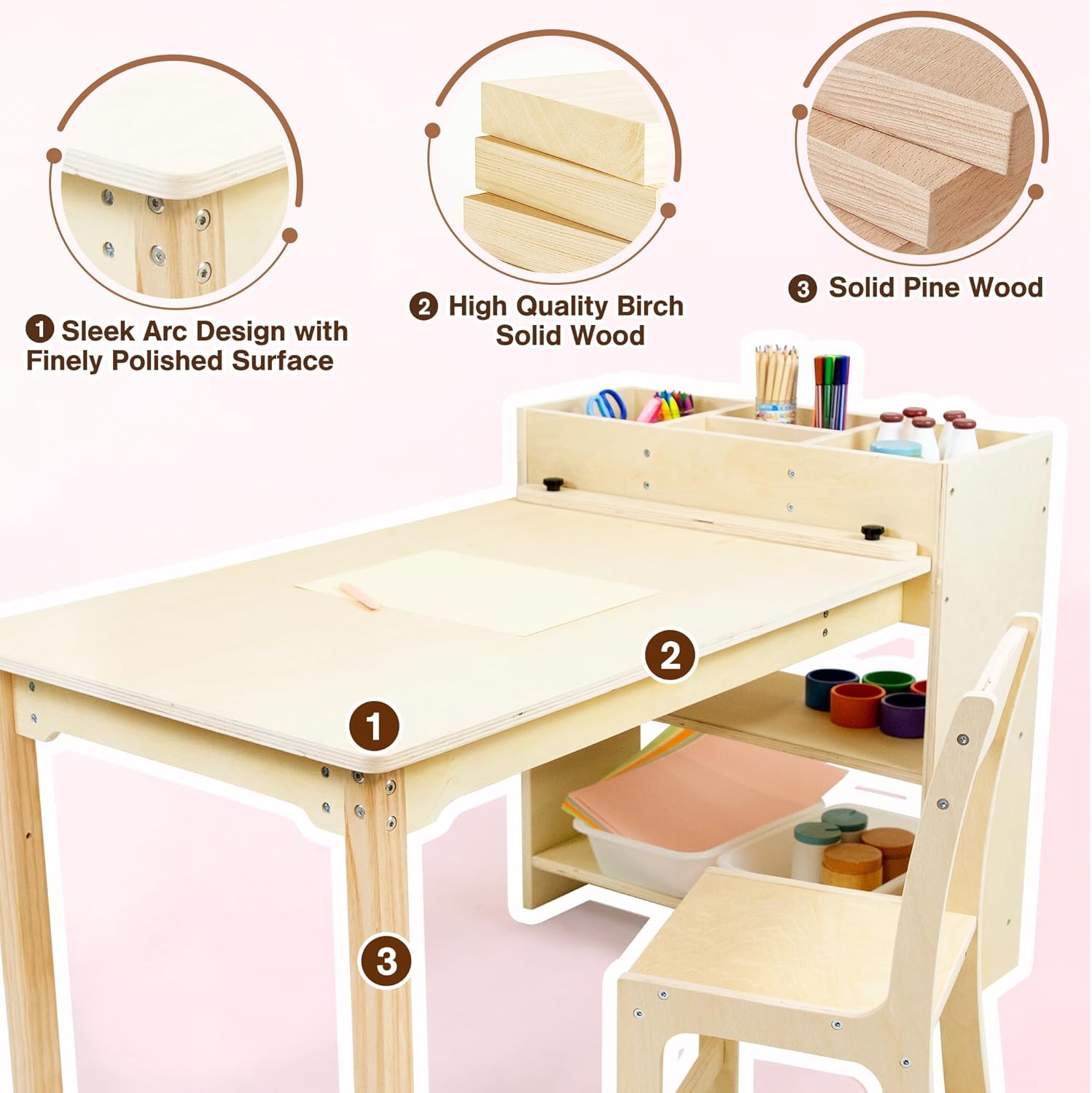 Kids Art Table and Chair Set B - Art Craft Toddlers avaliação e preço