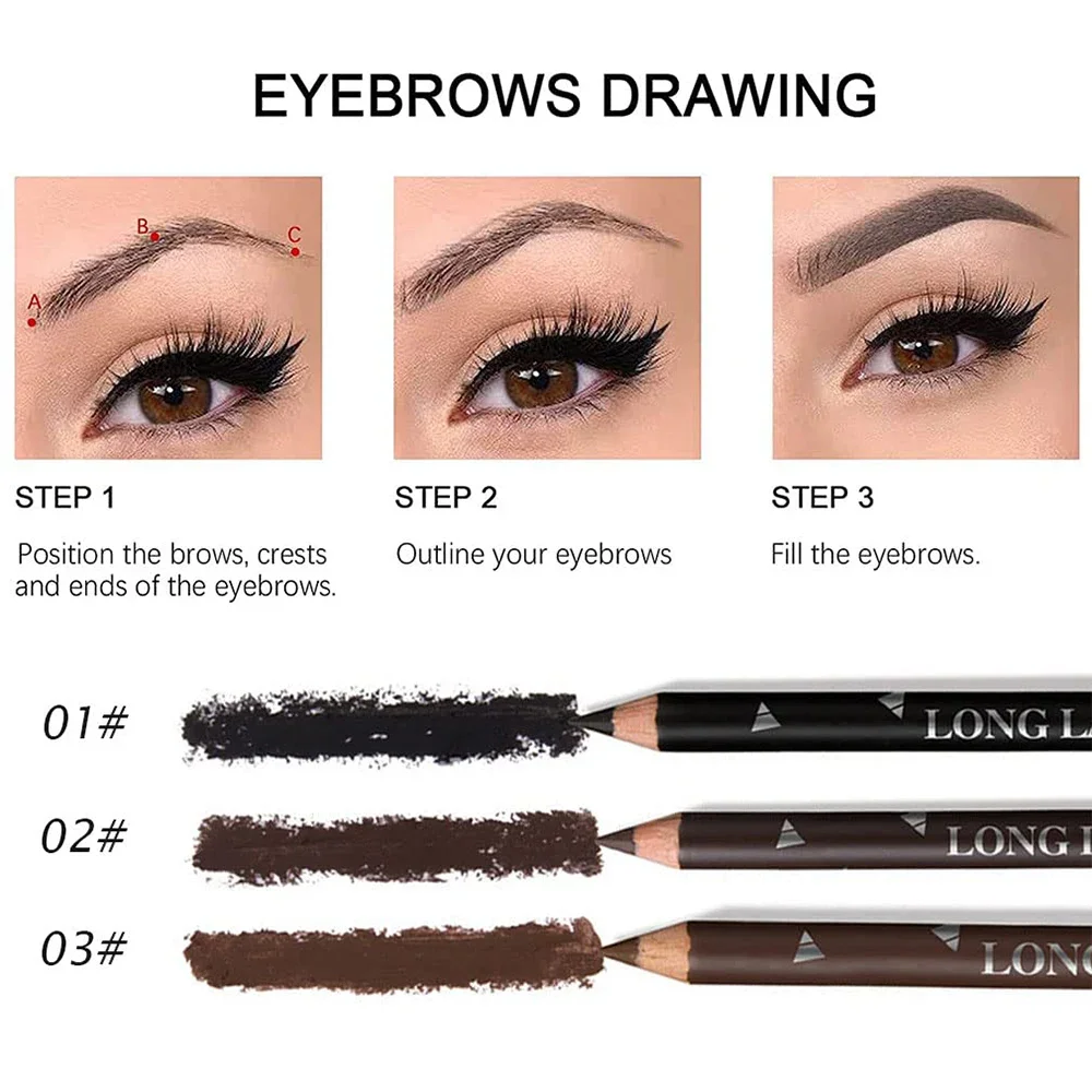 6/12Pcs Eye Brow Pencil Waterp - Colored Pencil Professional avaliação e preço