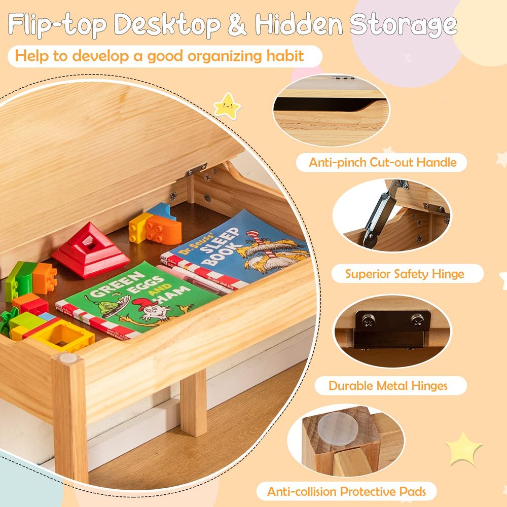Kids Table and Chair Set, Flip - Art Craft Toddlers avaliação e preço