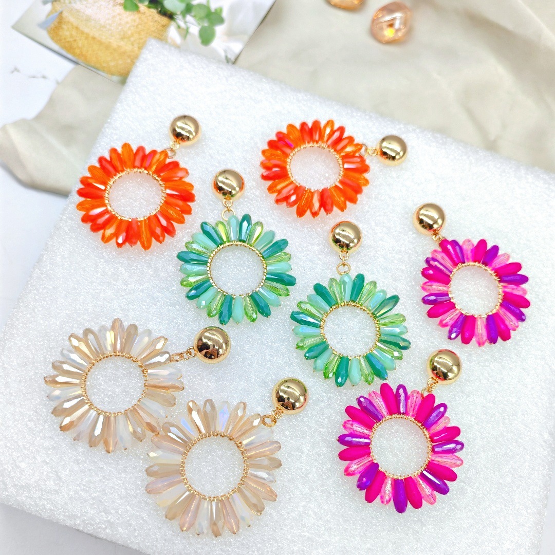 Rice bead earrings Circle Crys - Knitting Needle Circular avaliação e preço