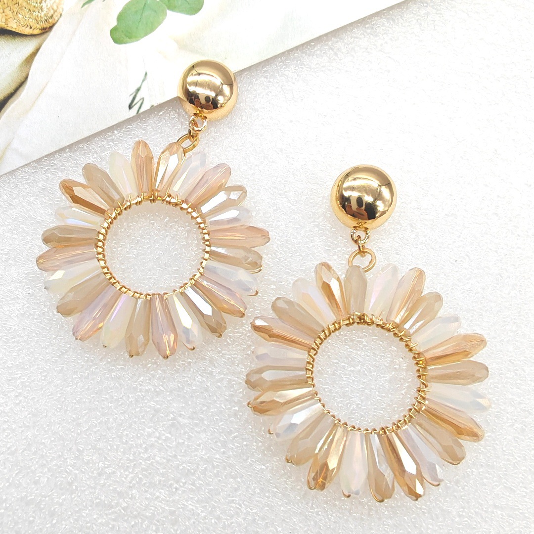 Rice bead earrings Circle Crys - Knitting Needle Circular avaliação e preço