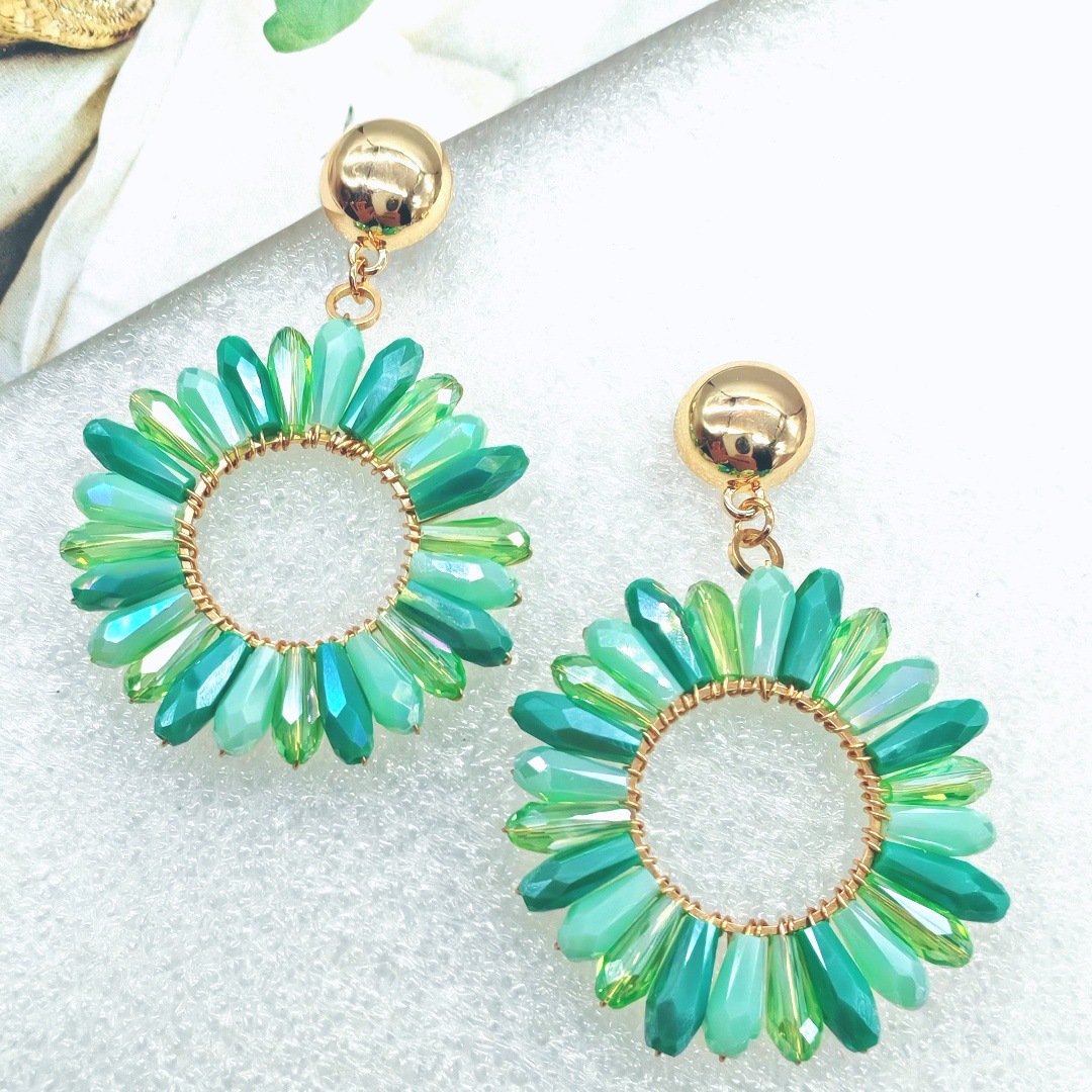 Rice bead earrings Circle Crys - Knitting Needle Circular avaliação e preço