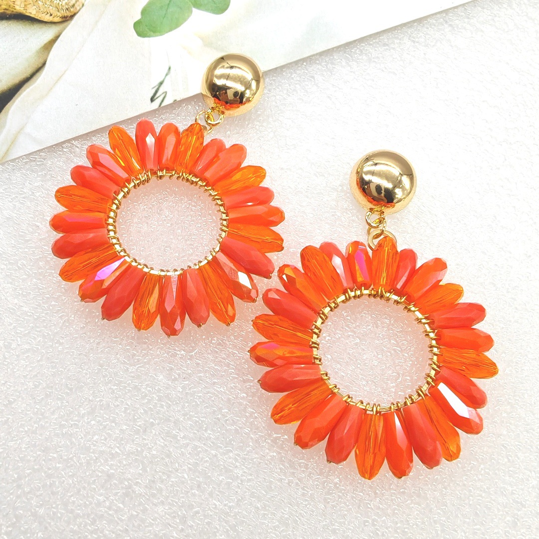 Rice bead earrings Circle Crys - Knitting Needle Circular avaliação e preço
