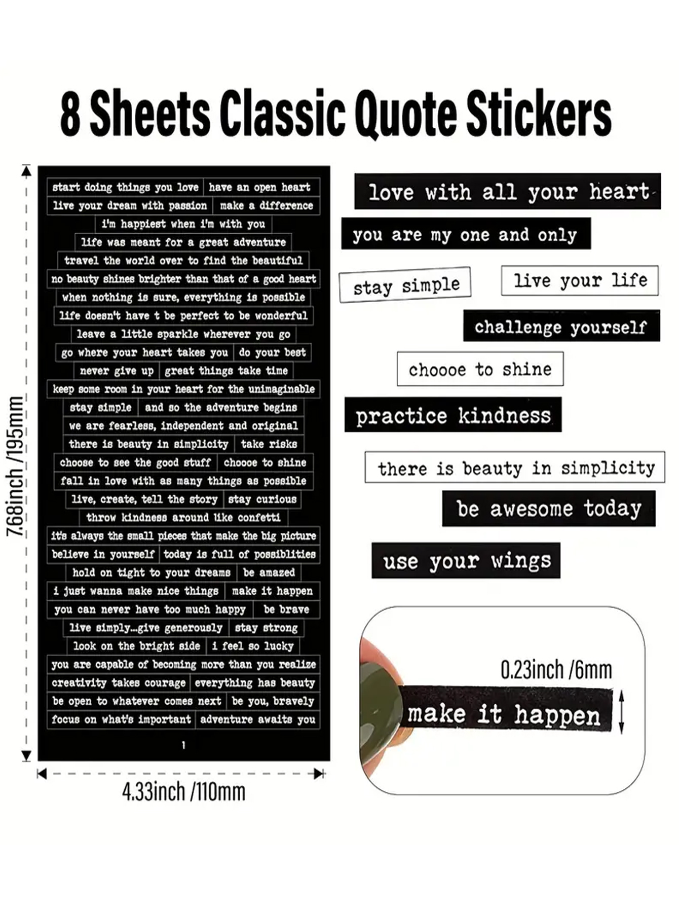 8 Sheets/406pcs Motivational Q - Art Craft Quotes avaliação e preço
