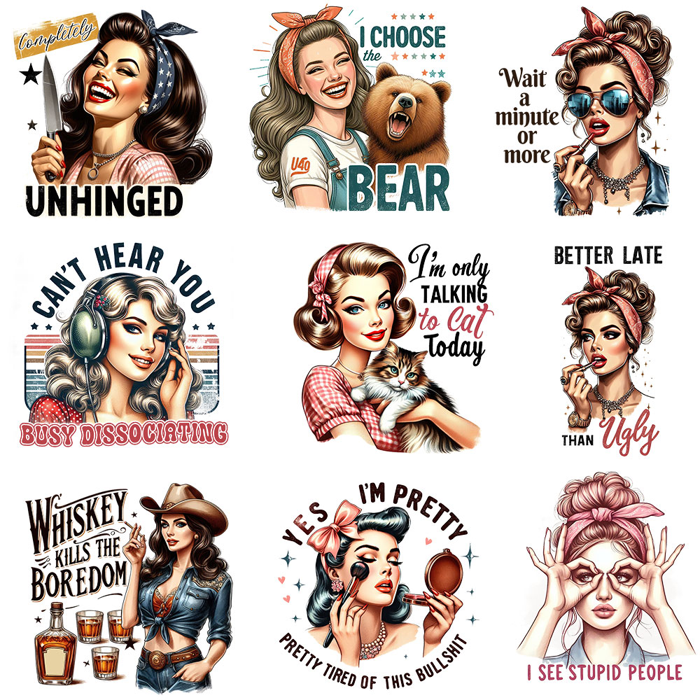 Funny Retro Girls Patches Heat - Art Craft Quotes avaliação e preço