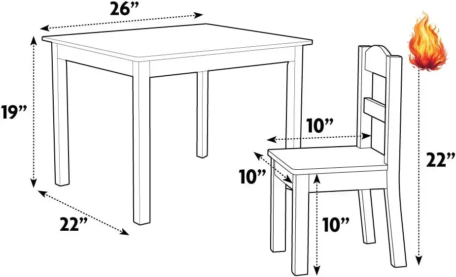 Kids Wooden Table and 4 Chairs - Art Craft Toddlers avaliação e preço