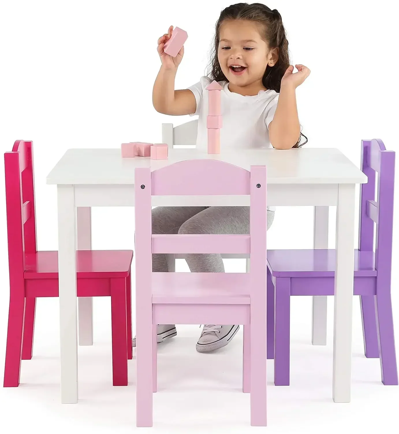 Kids Wooden Table and 4 Chairs - Art Craft Toddlers avaliação e preço