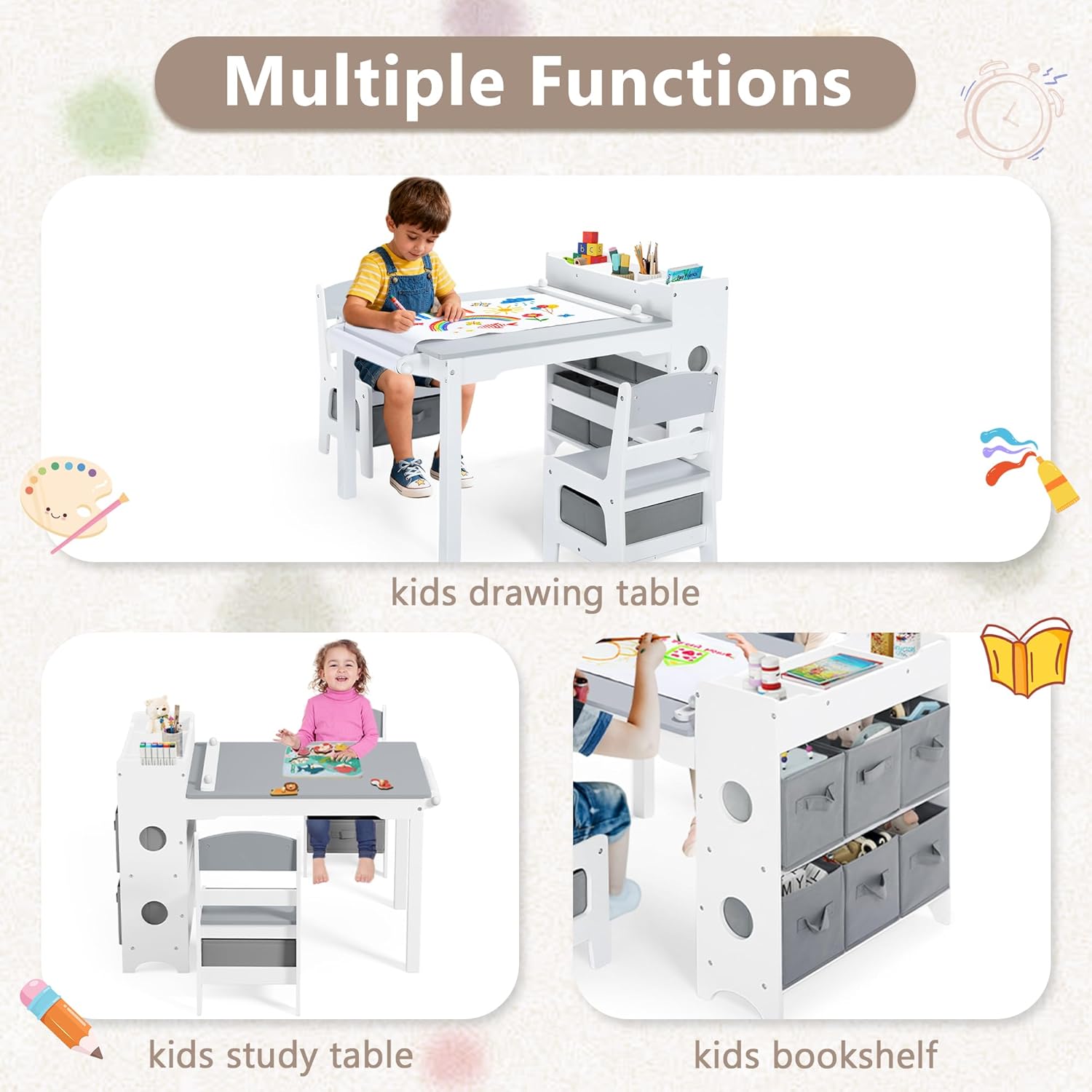 Kids Art Table Chair Set Wood  - Art Craft Toddlers avaliação e preço