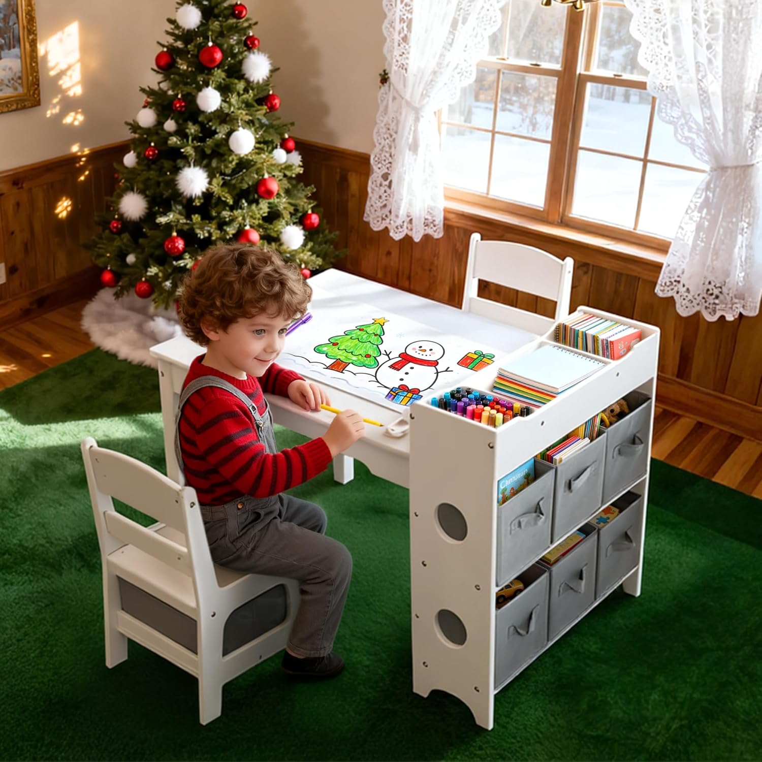 Kids Art Table Chair Set Wood  - Art Craft Toddlers avaliação e preço