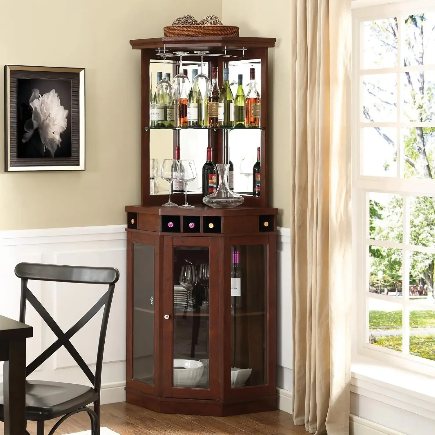 A Wood Frame Corner Bar with 5 - Art Craft Bar avaliação e preço