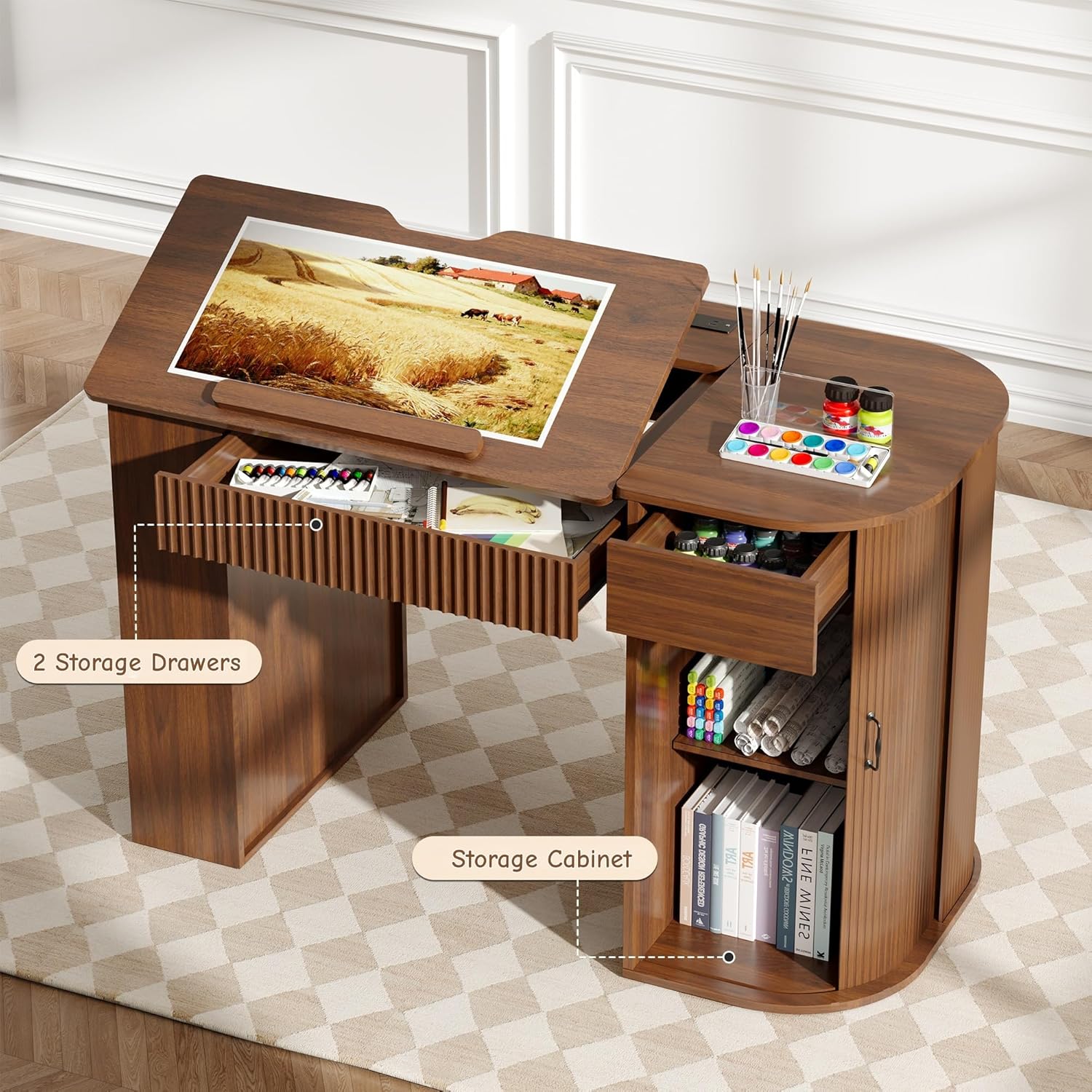 Drafting Table with Storage Ca - Art & Craft Jojo avaliação e preço