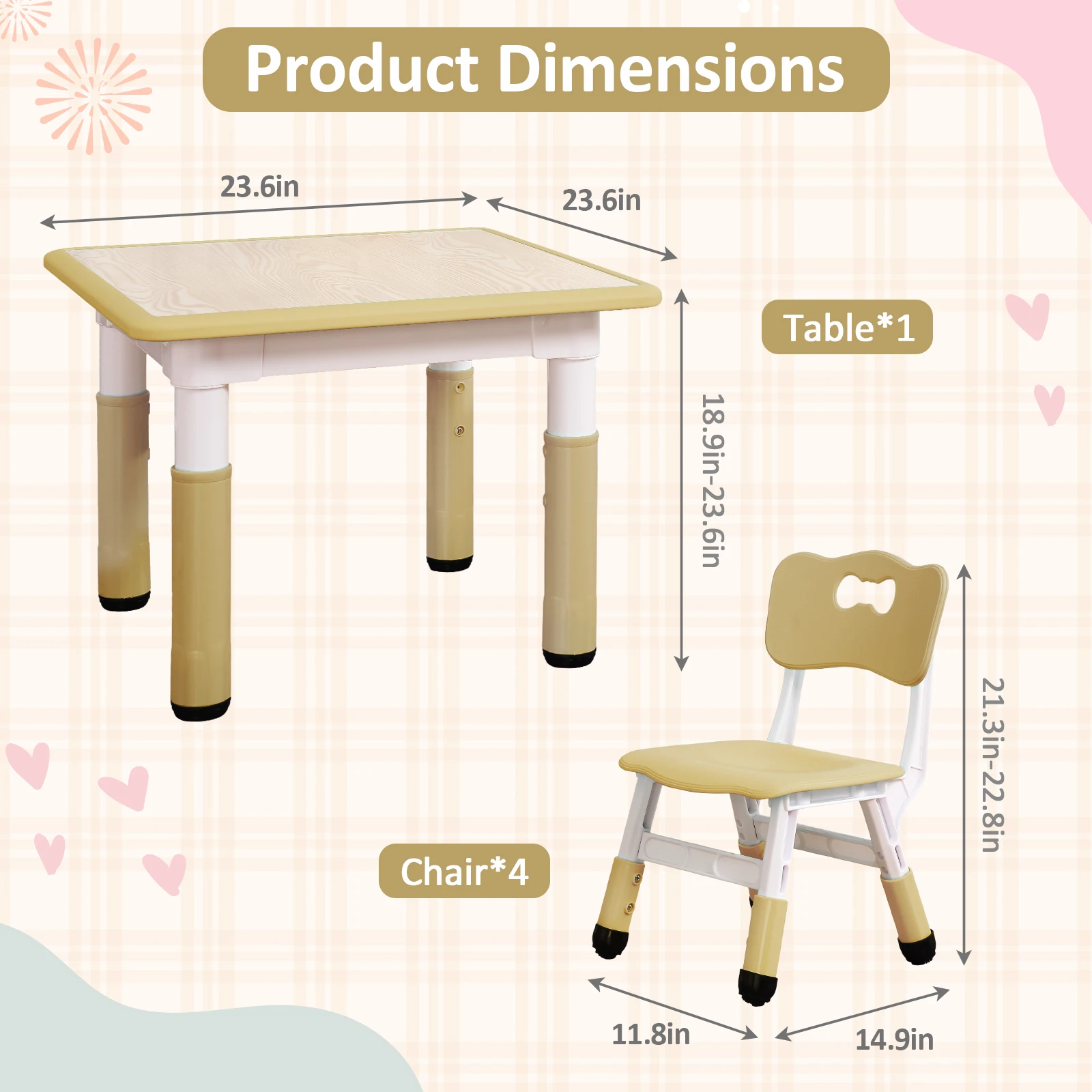 Kids Table And 4 Chairs Set He - Art Craft Toddlers avaliação e preço