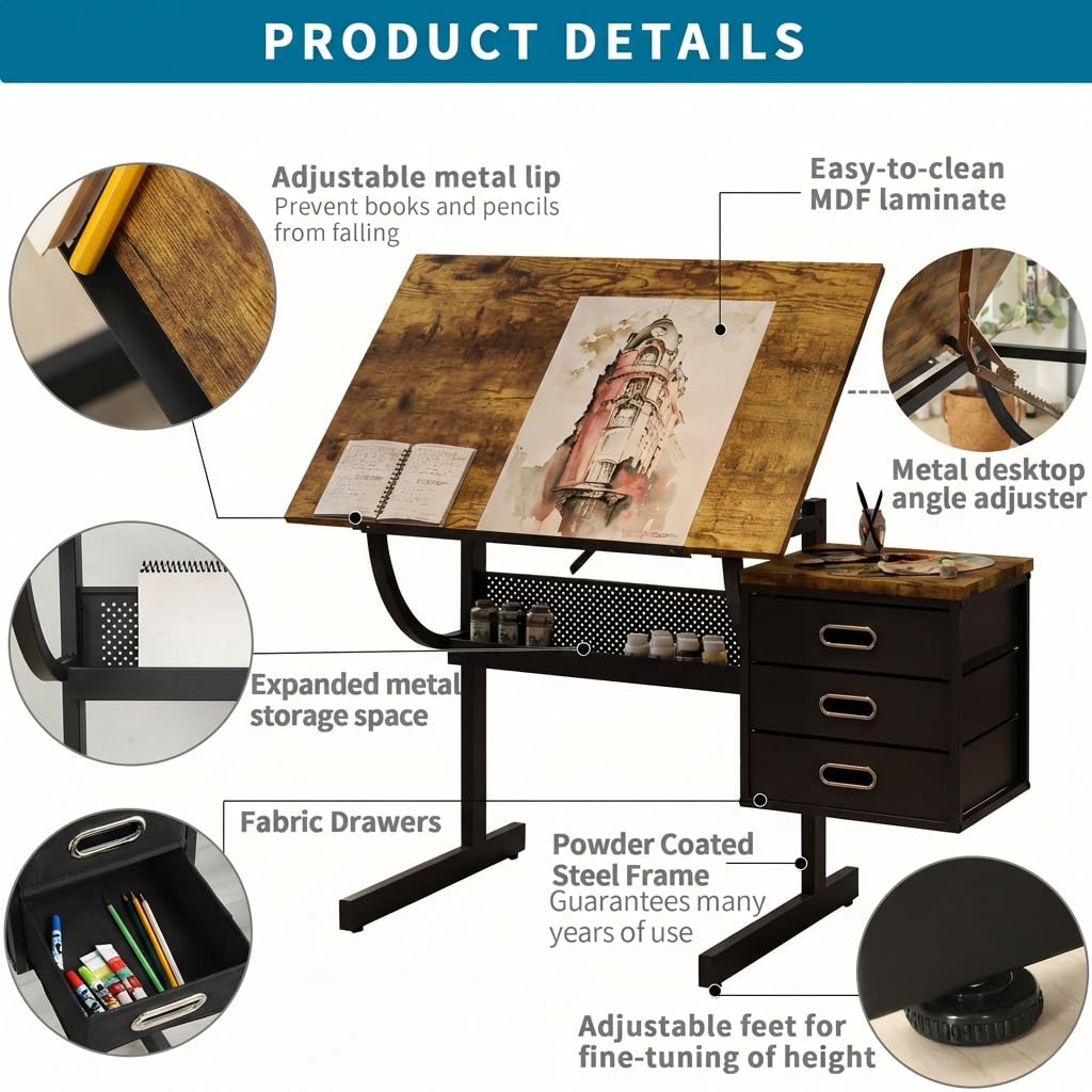 Adjustable Art Desk with Stora - Art & Craft Jojo avaliação e preço