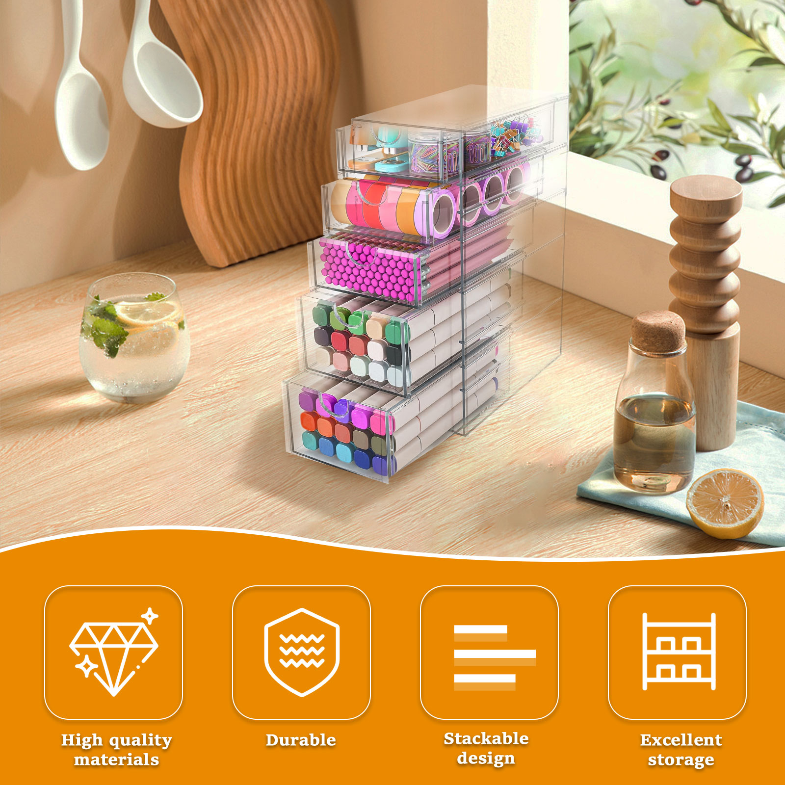 4/5Layer Acrylic Drawer Organi - Art Craft Glasses avaliação e preço
