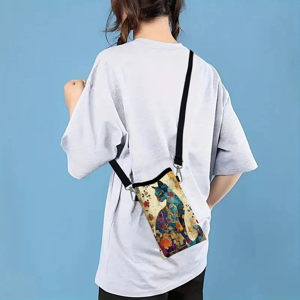 Floral Cat Pattern Crossbody B - Art Craft Bag avaliação e preço