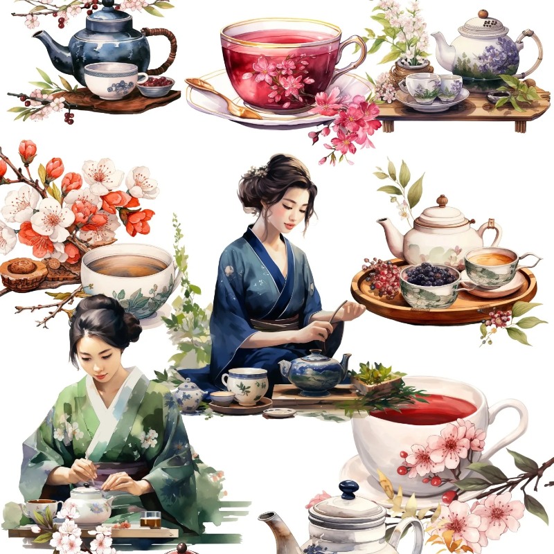Cute Watercolor Tea Ceremony,  - Art Craft 3 Year Old avaliação e preço