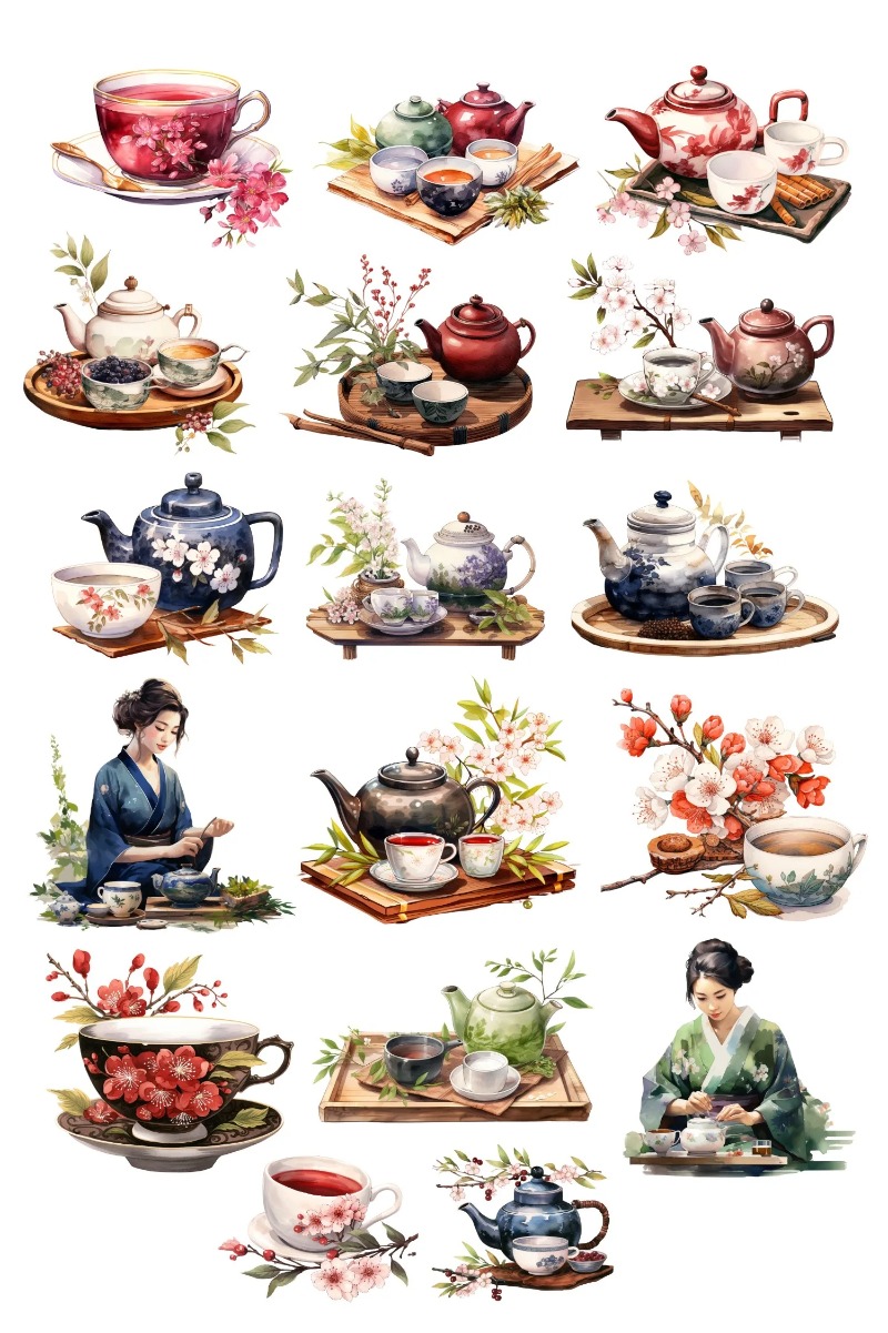 Cute Watercolor Tea Ceremony,  - Art Craft 3 Year Old avaliação e preço