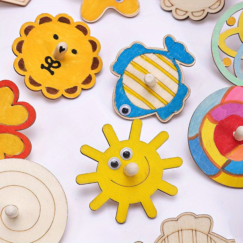 16pcs wooden spinning top craf - Art Craft Ideas For Kids avaliação e preço